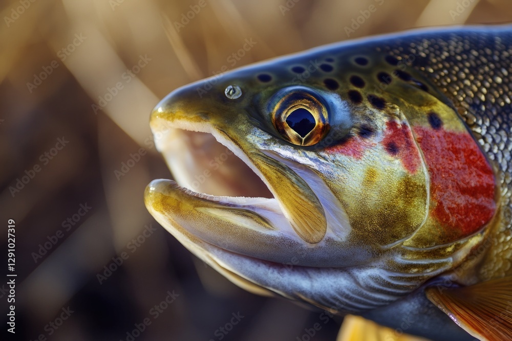 Poster a close-up shot of a fish with its mouth open, showing its internal features