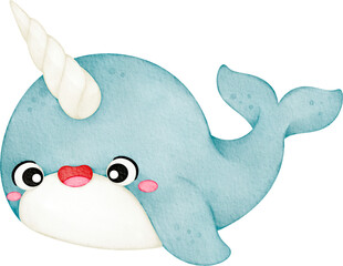 watercolor narwhal © Je