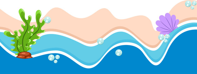 Wavy Beach With Coral Border