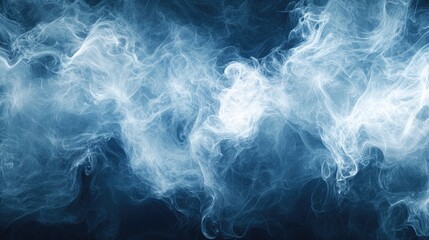 Ethereal Blue Smoke Swirls in Dark Background