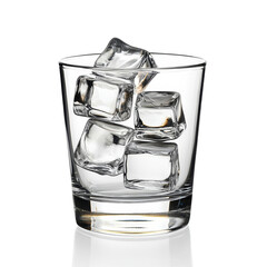 A clear glass filled with ice cubes resting on a transparent background, showcasing its refreshing simplicity, Glass with ice cubes. Isolated on transparent background
