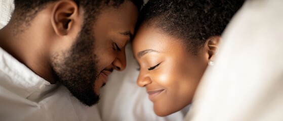 Loving Couple Resting Together in Bed