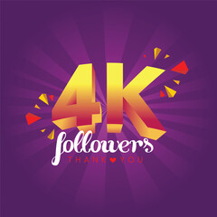 Thank you 4000 followers, peoples online social group, 4k Followers thank you design, happy banner celebrate.