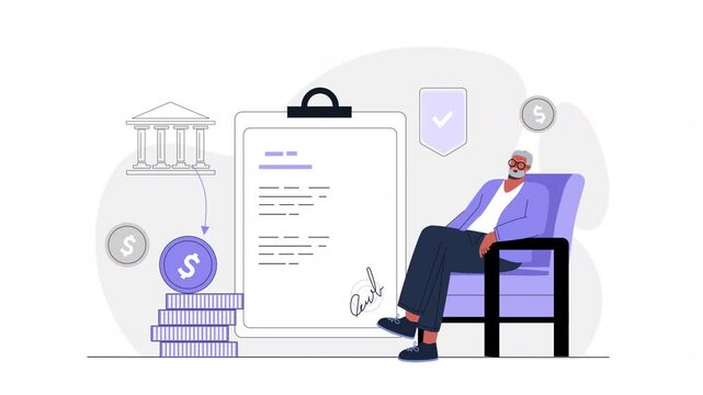Flat vector scene animation depicting a recovering economy, showing characters in various industries like retail, manufacturing, and services, bouncing back from a recession or crisis.