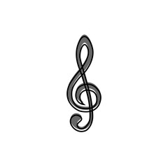 Obraz premium Simple continuous line drawing of a treble clef, symbolizing music, melody, creativity in a minimalist style with color. One line icon. Continuous line treble clef icon. Vector illustration.