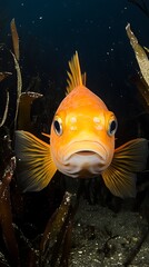 Close-up of orange fish in kelp forest