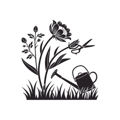 silhouette of Flower and Gardening elements 