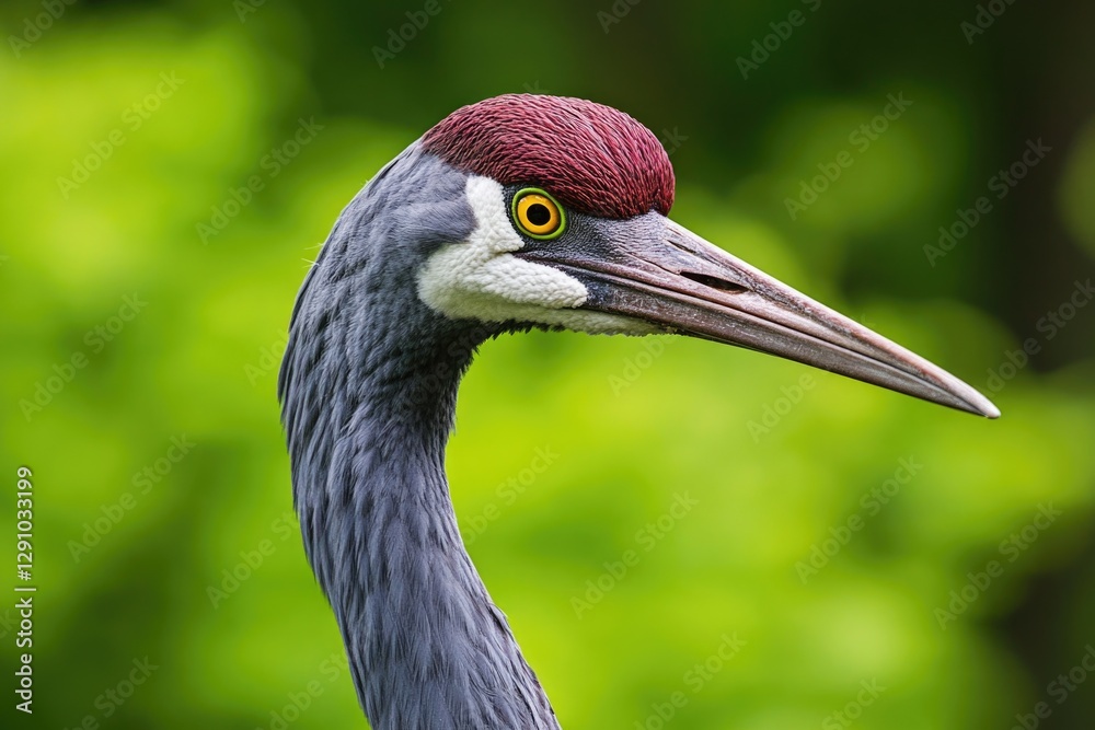 Poster close-up photo of a bird with a distinctive long beak, suitable for use in nature or wildlife photog
