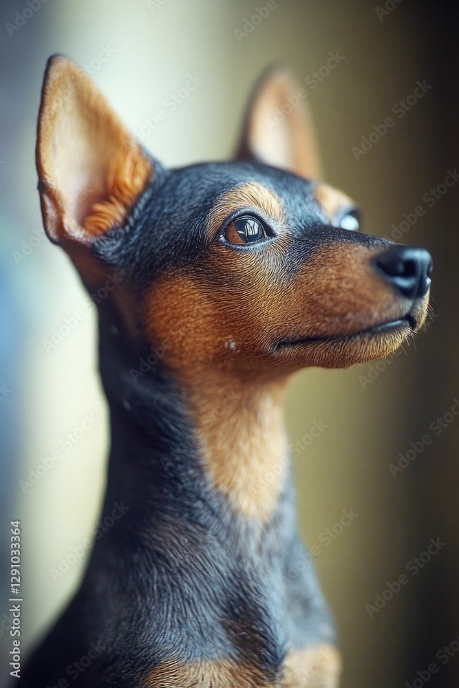 Poster a close-up shot of a dog's face with a blurred background, great for pet-related content or as a sta
