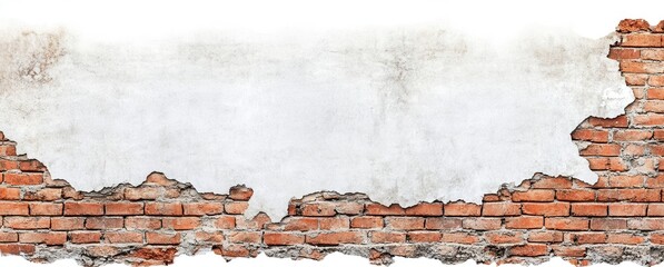 Weathered Brick Wall with Crumbling Mortar and Exposed Plaster: An Urban Decay Background