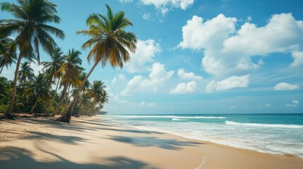 beautiful views of the beach and coconut trees