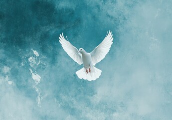 Obraz premium Dove Soaring, Heavenly Sky