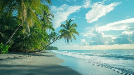 the beauty of coconut trees on the beach