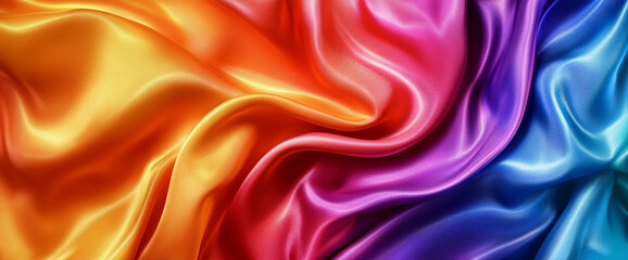 Fototapeta premium A smooth satin fabric with vibrant gradient colors from red to blue, symbolizing luxury, elegance, and dynamic energy with silky, flowing textures and rich hues