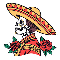 Mexican Dia De Los Muertos Sugar Skull Vector