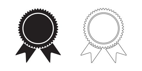 Medal badge for certificate, or diploma in flat design. Award icon in the form of a medal. Icon for the award, icon symbol with ribbon. Medal certification or approval. EPS 10. Vector illustration