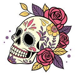 Mexican Dia De Los Muertos Sugar Skull Vector
