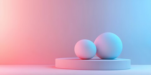 3d background minimalistic mockup with space for text, gentle blue and pink gradient Easter theme with soft glowing edges