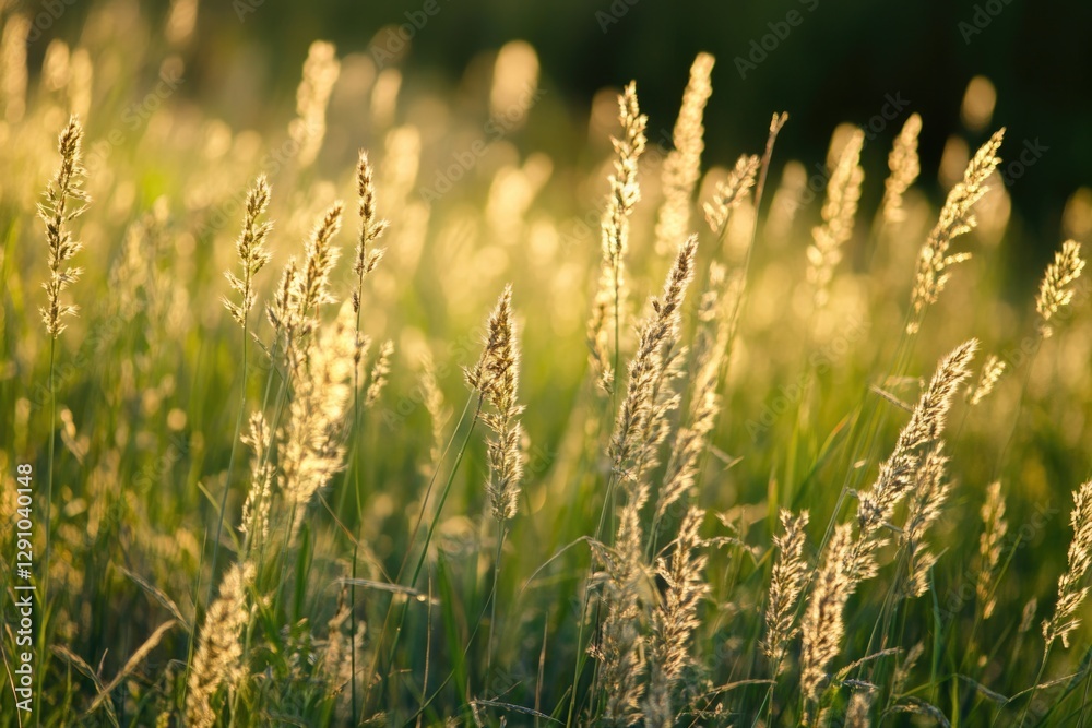 Poster A close-up view of a field of tall grass, ideal for use in nature-themed projects or as a decorative element