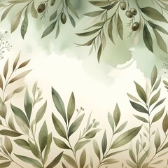seamless olive green floral background