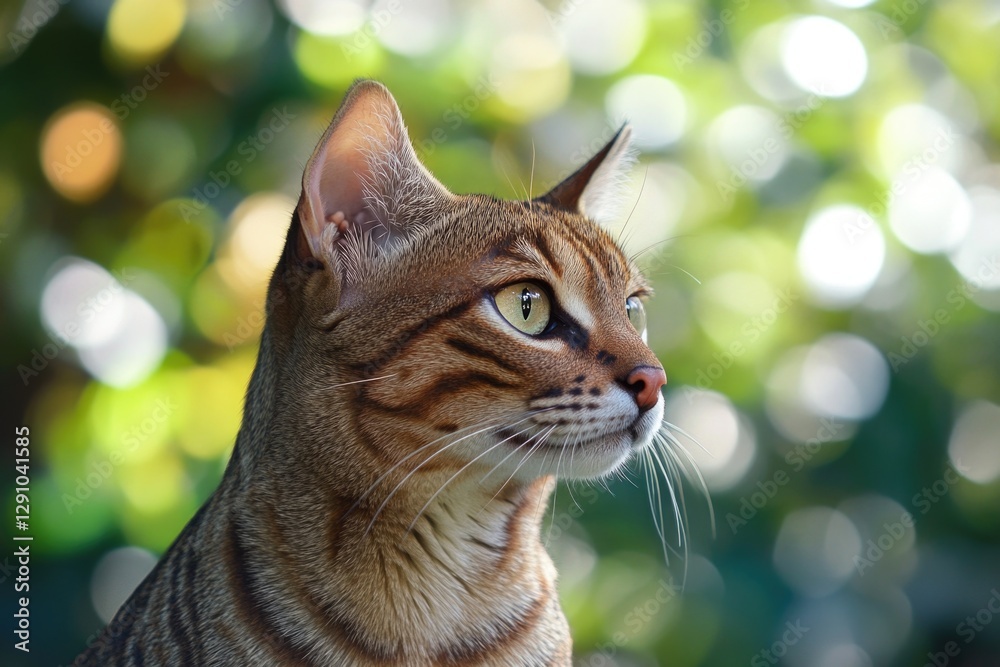 Poster A close-up image of a cat's face with blurred background, suitable for pet-related uses or as a decorative element