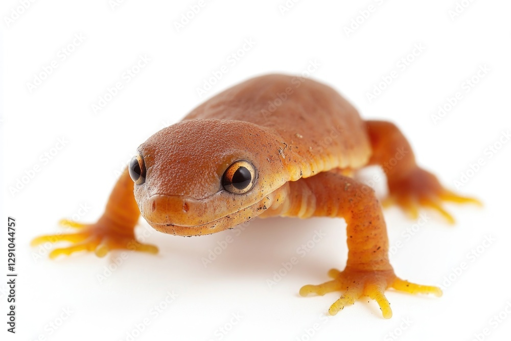 Poster a close-up shot of a small lizard sitting on a white surface, ideal for use in animal or nature-them