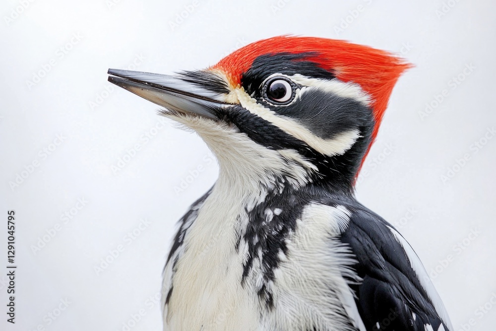 Poster A close-up shot of a bird with a distinctive red mohawk, great for designs about individuality and self-expression