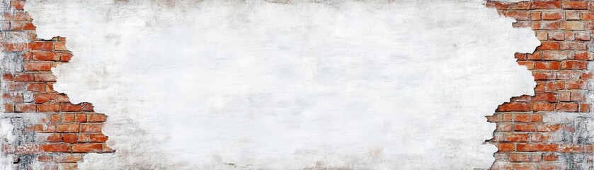 Fototapeta premium Textured Urban Background with Weathered Brick Wall and Worn White Surface Perfect for Artistic Displays