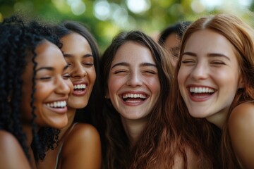 Obraz premium A group of friends laughing together, perfect for use in social media or marketing campaigns