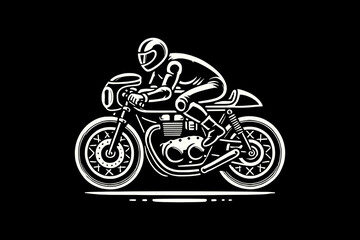 classic vintage motorcycles rider dark art black and white illustration design