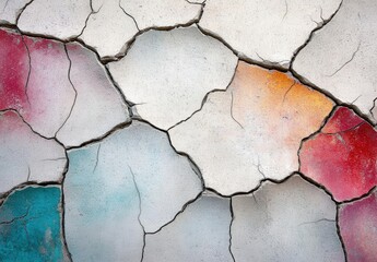 Artistic Representation of Weathered Earth: Vibrant Cracks on an Abstract Surface