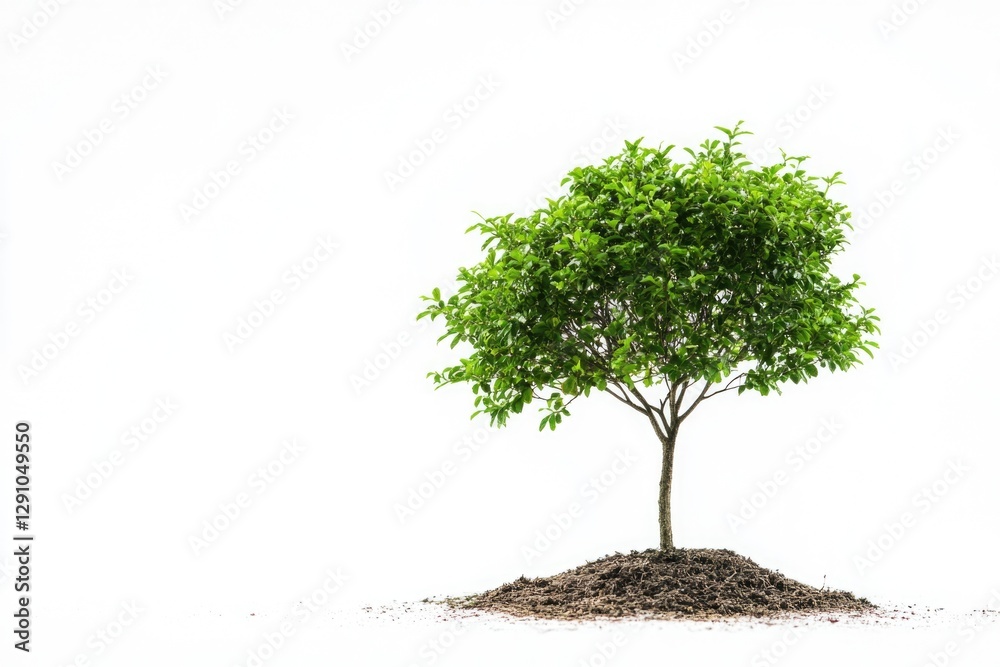 Poster a tiny tree grows out of a pile of dirt, surrounded by nothing but nature's elements