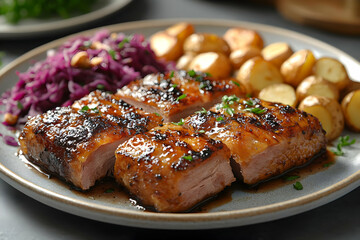 Roasted Duck Breast With Red Cabbage And Potatoes