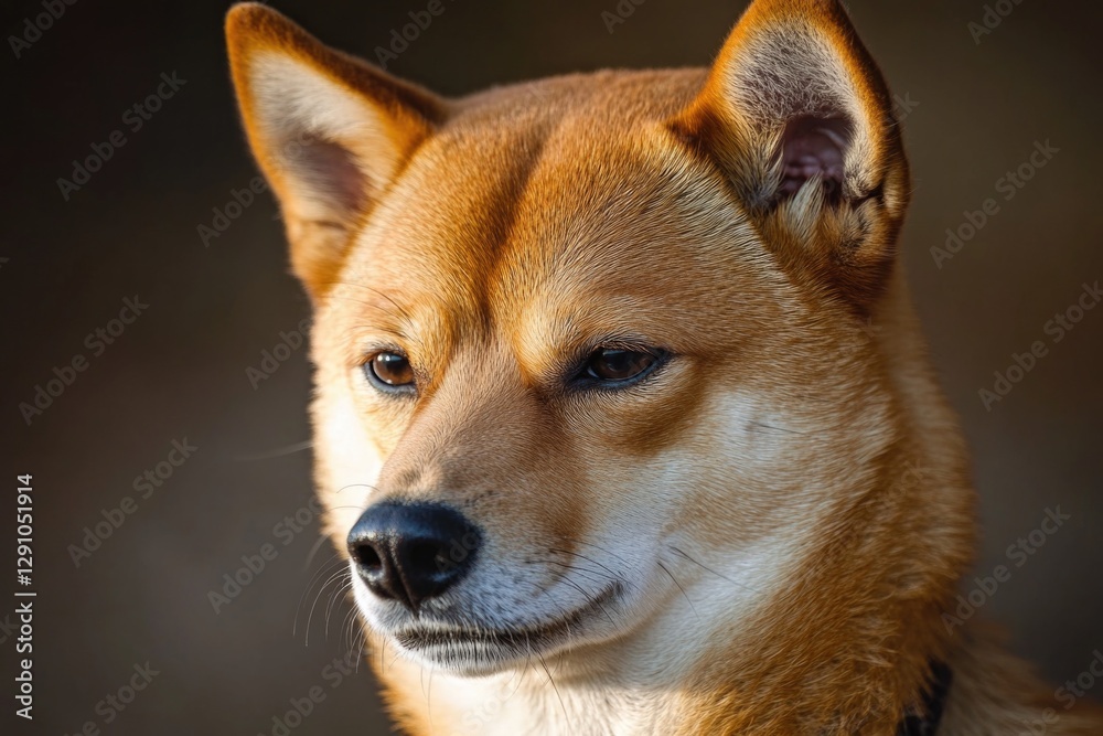 Poster a close-up shot of a dog's face with a collar, suitable for pet-related content and advertisements