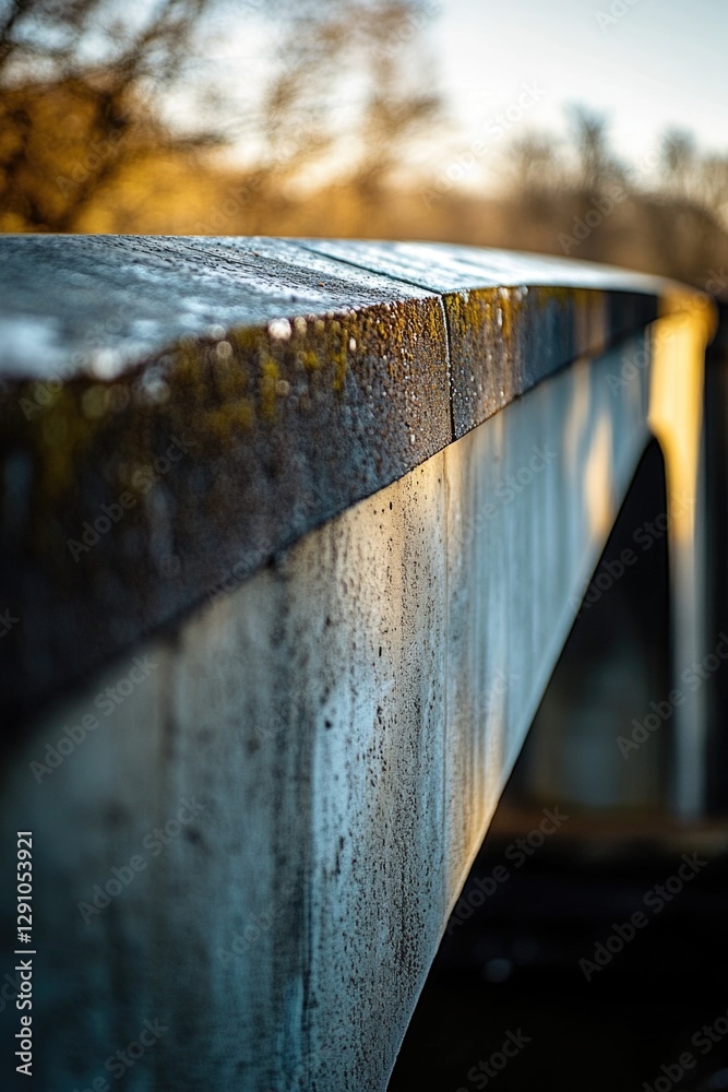 Poster a concrete wall with a bridge in the background, perfect for use in architectural or construction-th