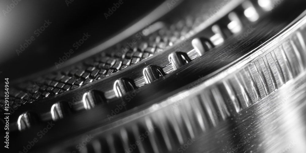 Poster A close-up shot of a black and white camera lens with a textured surface, suitable for use in photography-related contexts