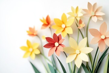 Fototapeta premium A bouquet of colorful paper flowers arranged on a table, suitable for event decoration or photography props