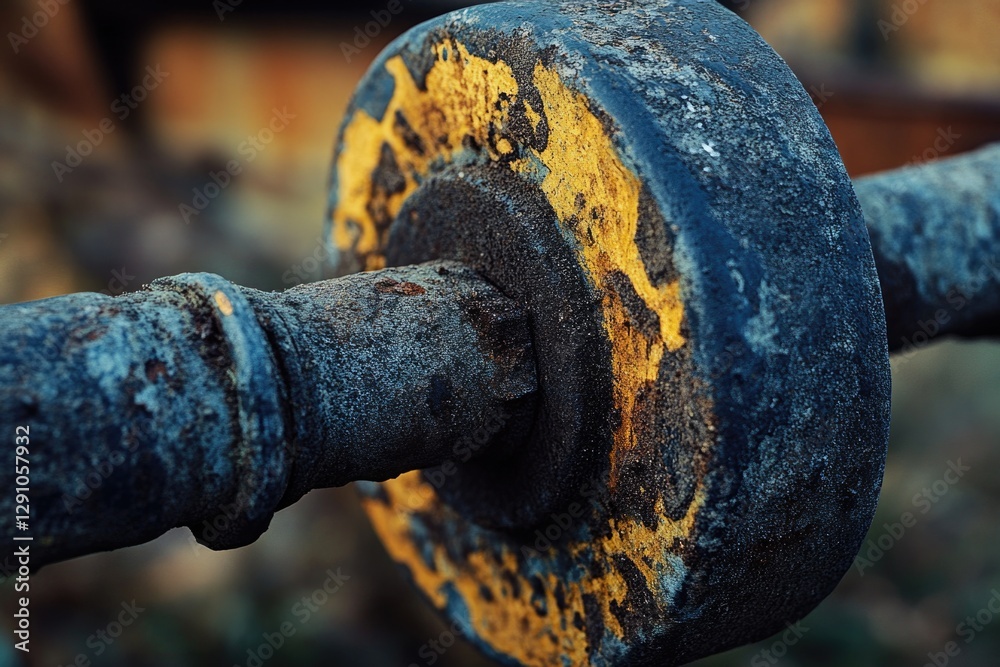 Poster a close-up shot of a rusty iron pipe with a corroded surface