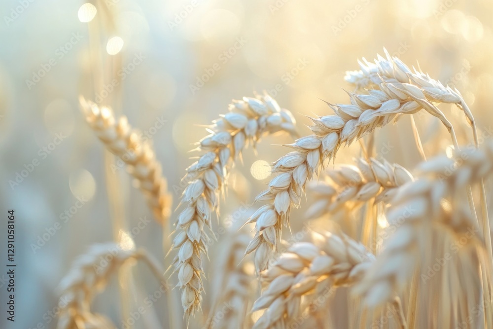 Poster a close-up view of a bunch of wheat with individual grains visible