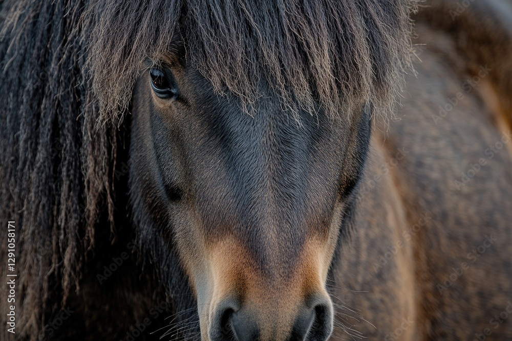 Poster a close-up shot of a horse's face with a blurred background