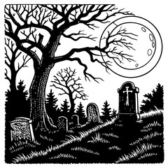 Fototapeta premium vector illustration of a halloween landscape