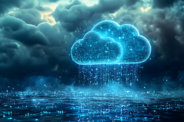 Obraz premium Digital Cloud Data Rain