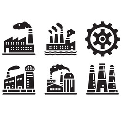 Fototapeta premium Industrial factories vector icons set Silhouette Vector on a White Background