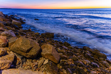 rocks on the beach in early monring