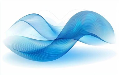 Abstract blue waves - data stream concept. Vector illustration , isolated on white background,  , copy space for text,