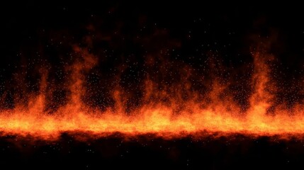 Burning red hot sparks rise from large fire