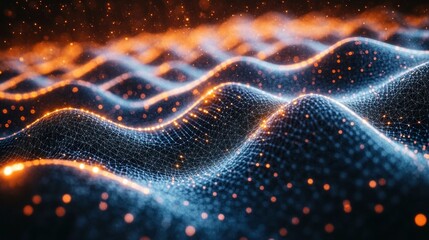 Abstract glowing particle wave background for digital art (1)