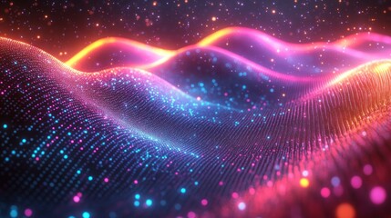 Fototapeta premium Abstract glowing particle wave background for digital art