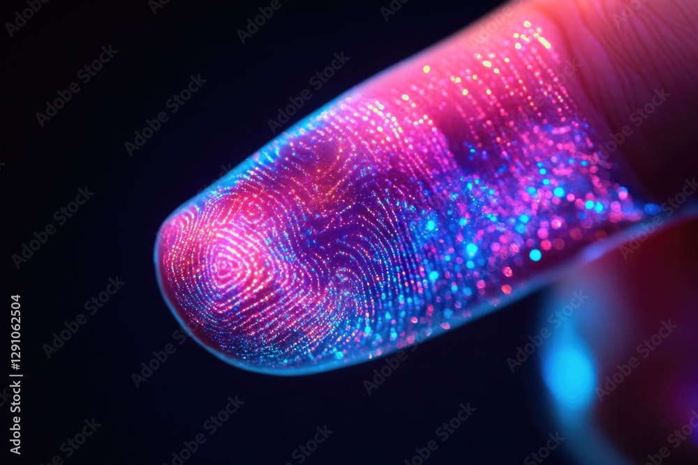 Poster a close-up of a finger with a clear fingerprint