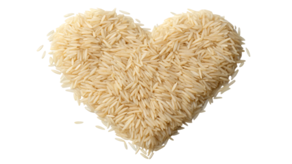 heart shaped rice isolated on white	